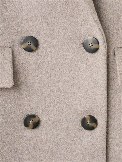 Mango Double Breasted Wool Blend Coat, Taupe