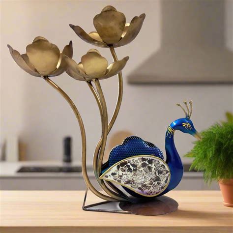 Decorative Peacock Showpiece & Candle Holder - KK GIFT STORE