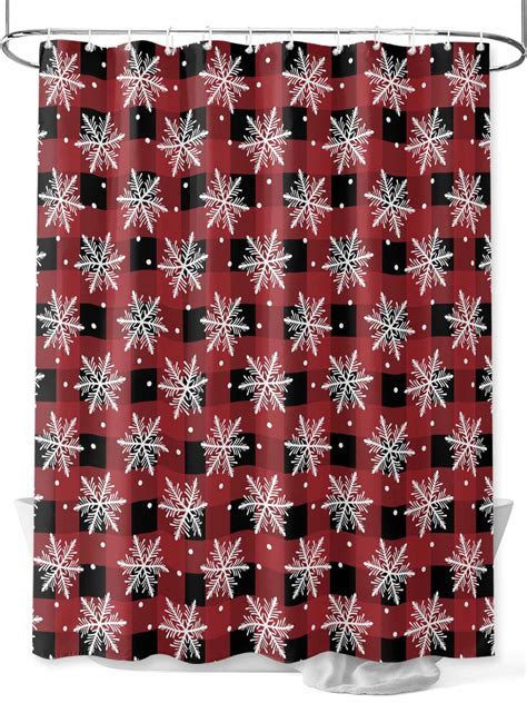 Christmas Snowflakes Shower Curtain Set ，Waterproof Fabric Shower ...