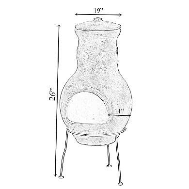 Beige Outdoor Clay Chiminea Outdoor Fireplace Maya Design Charcoal ...