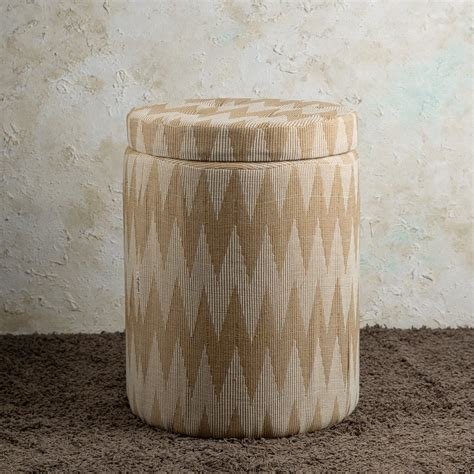 Buy Beige Zig Zag Storage Ottoman Online in India - Nestroots