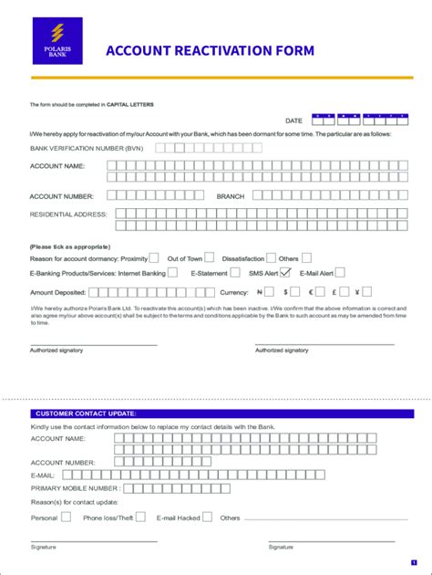 2021-2026 NG Polaris Bank Account Reactivation Form - Blank Fillable ...
