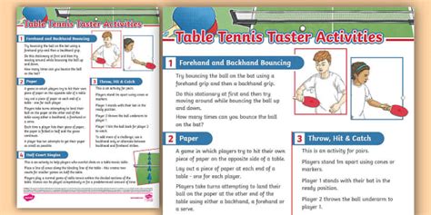 Table Tennis Taster Activities - KS2 - Sport (teacher made)