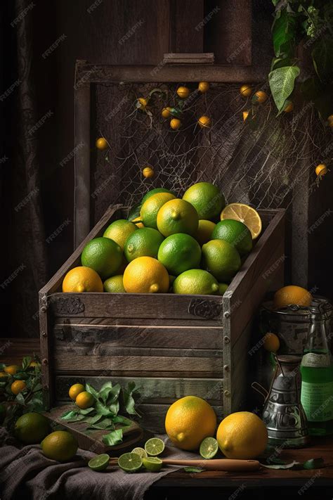 Une Caisse En Bois De Citrons Est Posée Sur Une Table | Photo Premium