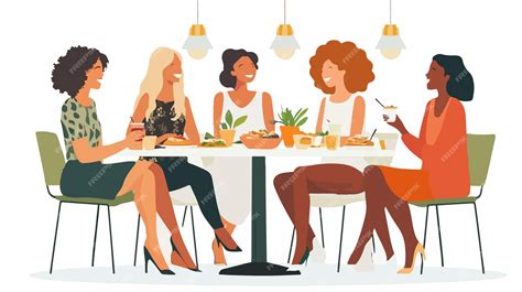 Diverse Women Enjoying Lunch Together in Cafe | Premium AI-generated vector
