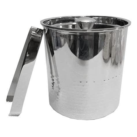 Hammered Silver Metal Ice Bucket