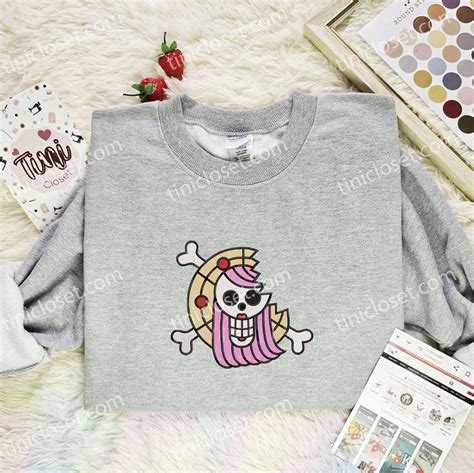 Jewelry Bonney Jolly Roger One Piece Anime Embroidered Shirt - Small Gifts Great Love