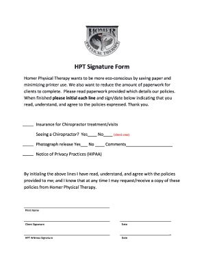 Homer Physical Therapy HPT Signature Form_DSA - Fill and Sign Printable ...