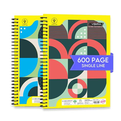 Vijeta - 600 Page A4 Spiral Notebook - Single Line - 6 Subject - 29.7cm ...
