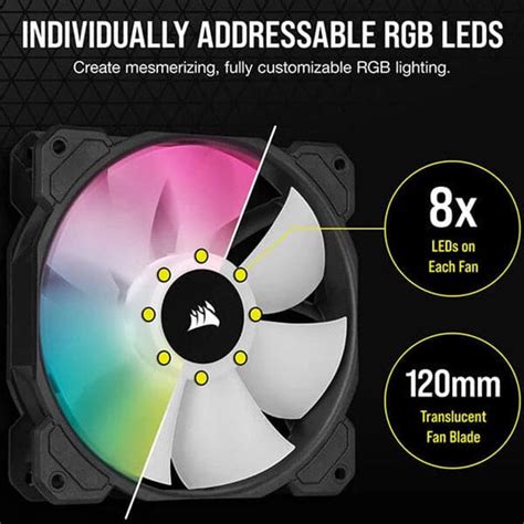 Buy CORSAIR ICUE SP120 120mm RGB Elite Cabinet Fan (Black) (Single Pack ...