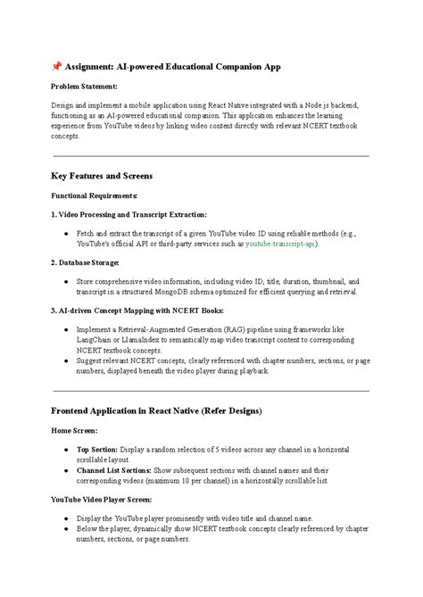AI-Powered Educational Companion App Assignment: Design ...