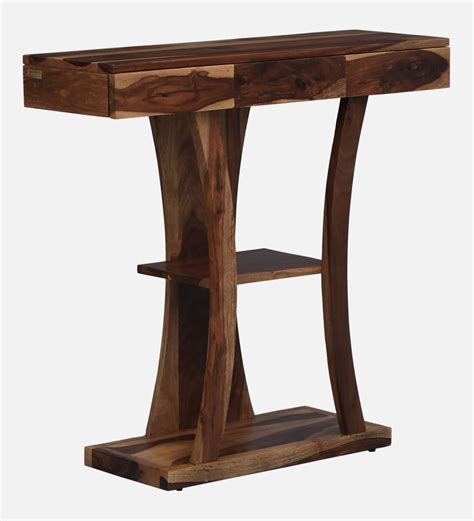 MAADHAVA SHEESHAM WOOD CONSOLE TABLE IN RUSTIC TEAK FINISH BY ...
