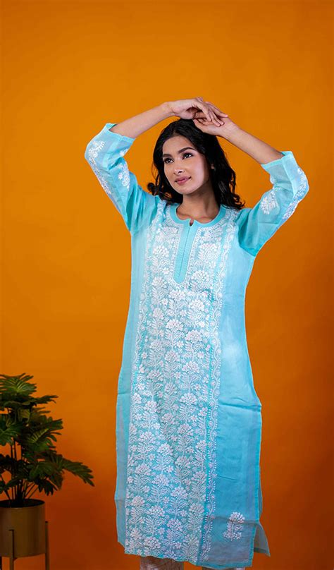 Naira Women's Lucknowi Handcrafted Cotton Chikankari Kurti - HONC01642