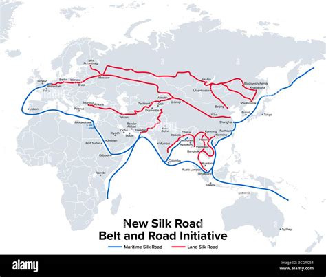 New Silk Road, Belt and Road Initiative, political map. Belt and Road Economic Corridor and its ...