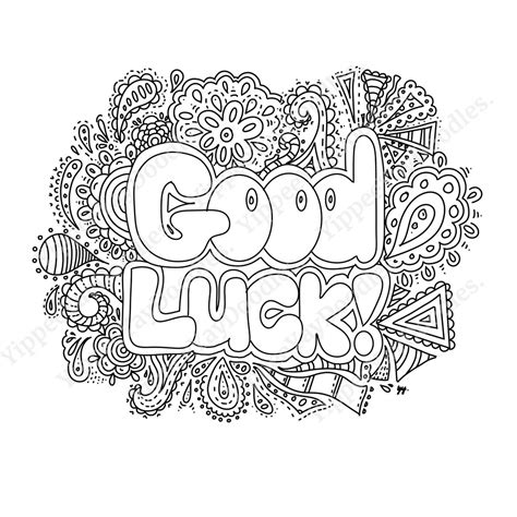 Good Luck Doodle Black & White PNG Image Instant Digital Download, Good ...