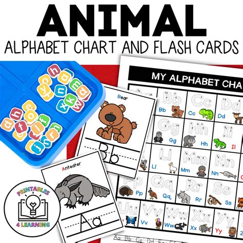 Animal ABC Chart with Flash Cards – Printables 4 Learning