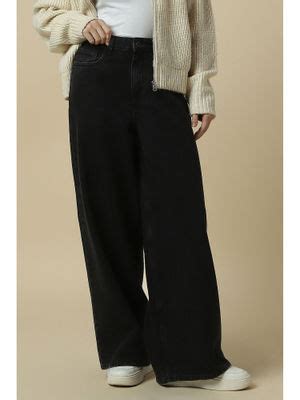 Buy Allen Solly Women Black Wide Fit Light Wash Jeans (26) Online