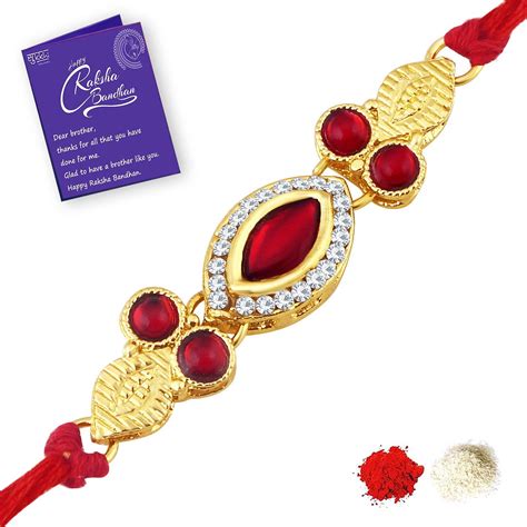 Buy Sukkhi Classic Gold Plated Designer Rakhi with Roli Chawal and ...
