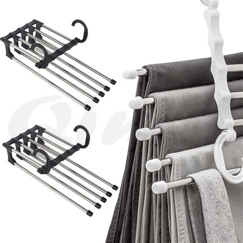 QIMIT 5 in 1 Stainless Steel Foldable Hangers for Clothes Hanging Multi ...