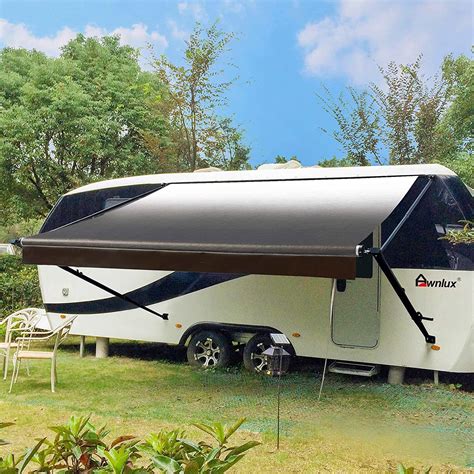 Awnlux Black Manual Modular Retractable RV Awning Full Set Assemblies ...