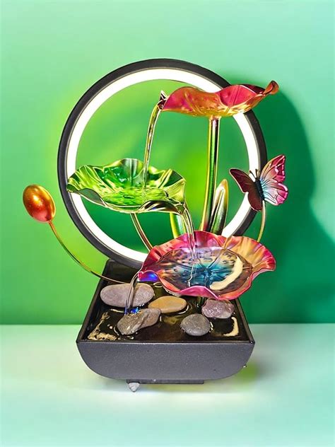 HOME ELEMENTS Water Fountains with Ring Light for Home Decor Tabletop ...