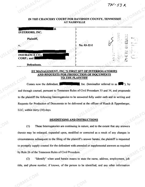 Tennessee Interrogatories And Requests For Production | US Legal Forms