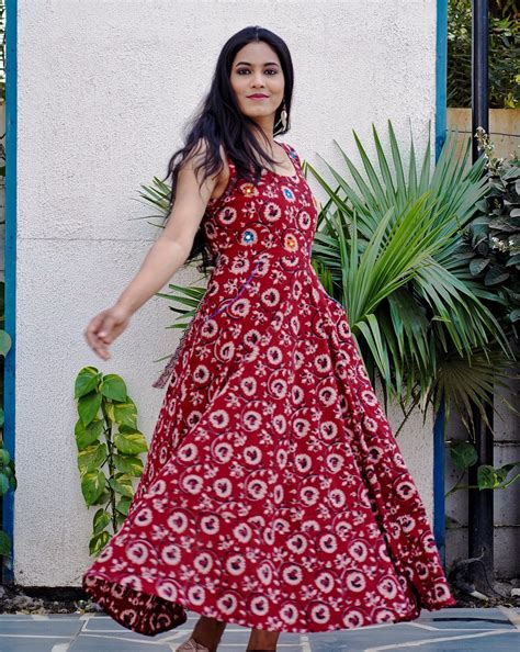 Shop Bagh print Flared red maxi dress online at bebaakstudio.com – Bebaak