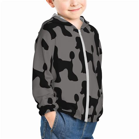 Breed Poodle Dog Black Silhouettes Kids Zip-Up Hoodie Girls Boys Sun ...
