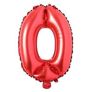 Buy Festiko® 40 Inch Red Large Numbers Balloon 0, Foil Helium Big ...