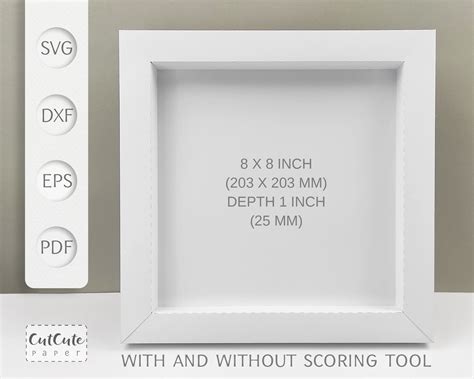 Shadow Box Frame 8x8 Inch SVG Template With and Without - Etsy Australia