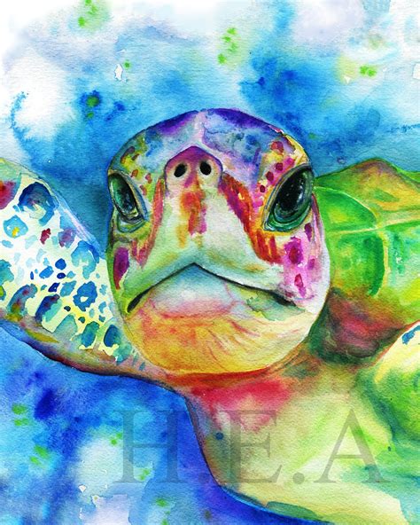 Sea Turtle Art Print, Watercolor Sea Turtle, Sea Turtle Painting, Sea ...