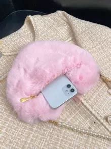 Mini Bow Decor Faux Pearl Beaded Fluffy Heart Shaped Novelty Bag, New ...