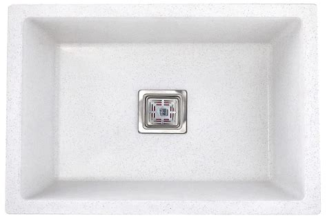 Qualito Granite Quartz Kitchen Sink 24x18x8 Inch White with Accessories ...