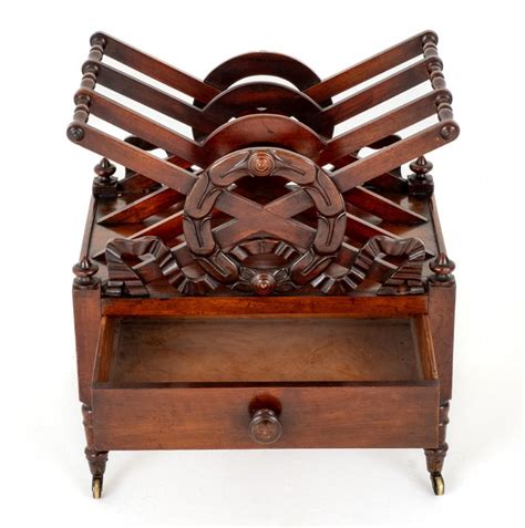 Regency Canterbury Mahogany Side Stand Antique Magazine Rack For Sale at 1stDibs
