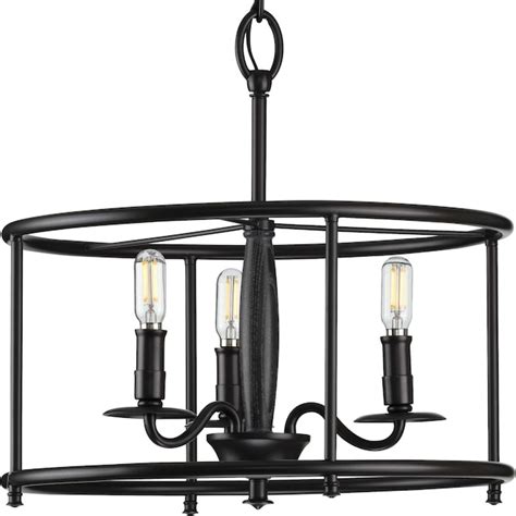 Progress Lighting Durrell 3-Light Matte Black Semi Flush Mount Light ...