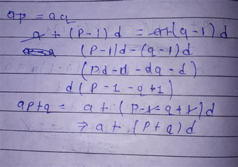 If p times the pth term of an A.P is equal to q times the qth term,Find ...