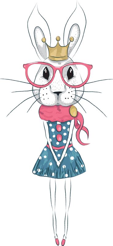 Cute rabbit girl farm animal sticker - TenStickers