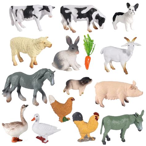 Buy SIENON 15Pcs Farm Animal Figures Toys Realistic Mini Farm Animal ...
