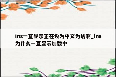 ins一直显示正在设为中文为啥啊_ins为什么一直显示加载中 - INS相关 - APPid共享网