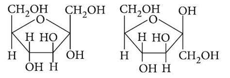 Five-membered ring structures of fructose are given below. Mark the ...