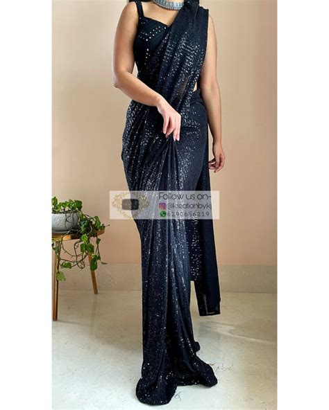Black Sequins Saree – kreationbykj