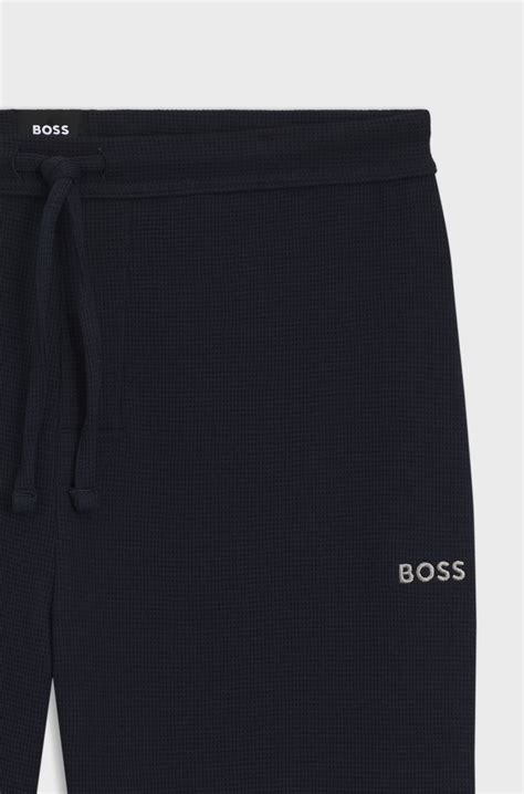 BOSS - Cotton-blend pyjama bottoms with embroidered logo - Dark Blue