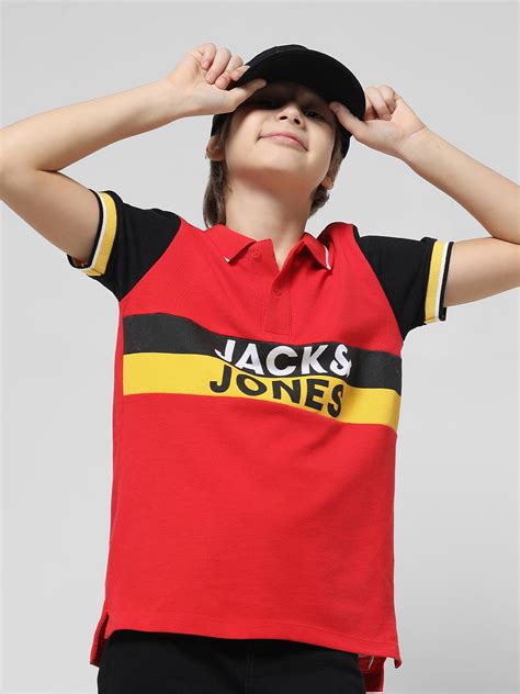 Red Colourblocked Polo T-shirt