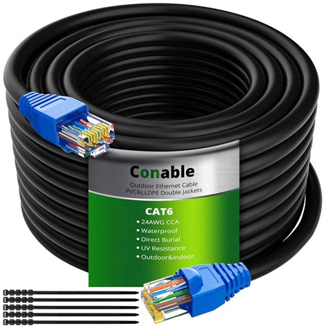 Cat6 Outdoor Ethernet Cable 25ft, Heavy Duty Double Jackets Internet ...
