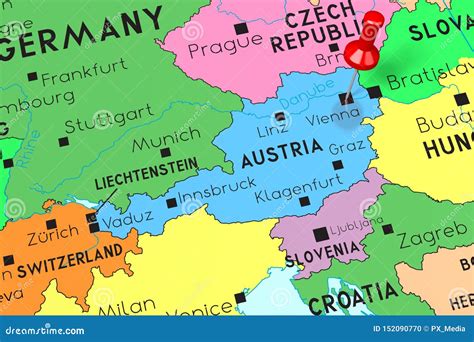 Austria, Vienna - Capital City, Pinned on Political Map Stock ...
