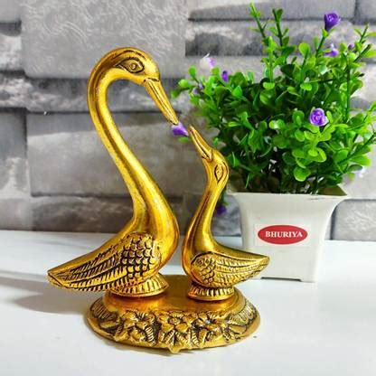BHURIYA Metal Pair of Kissing Swan Duck Home Decor Showpiece Love Birds ...