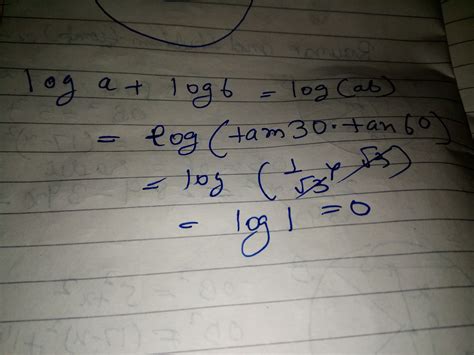 log( tan 30°)+log( tan 60°) - Brainly.in