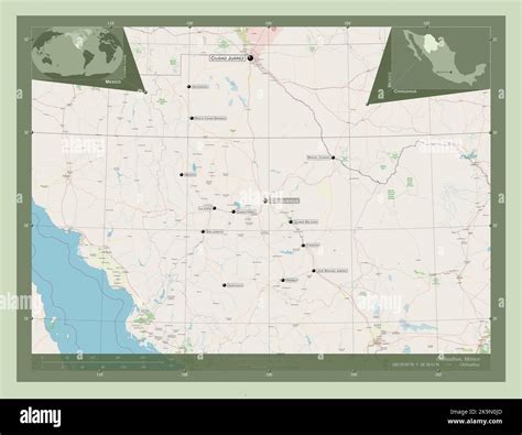 Chihuahua, state of Mexico. Open Street Map. Locations and names of ...
