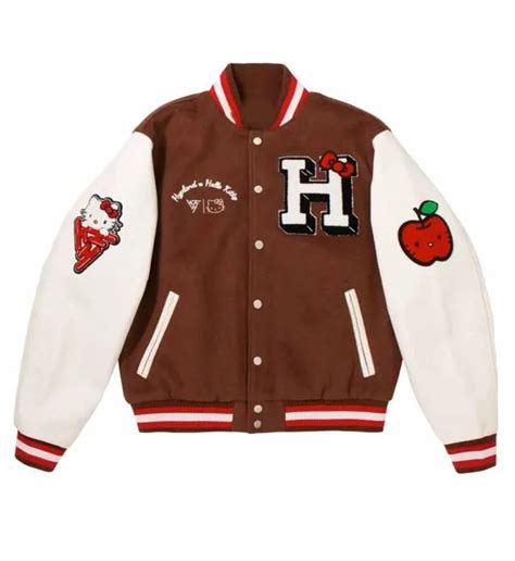 Hello Kitty Apples Pink & White Varsity Wool Jacket