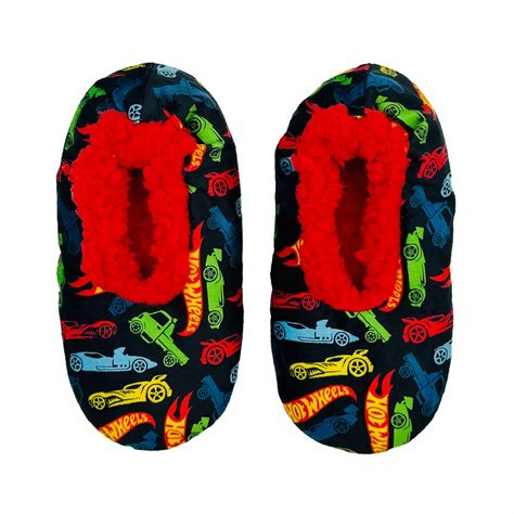 Boys Hot Wheels Allover Print Fuzzy Babba Slipper Socks
